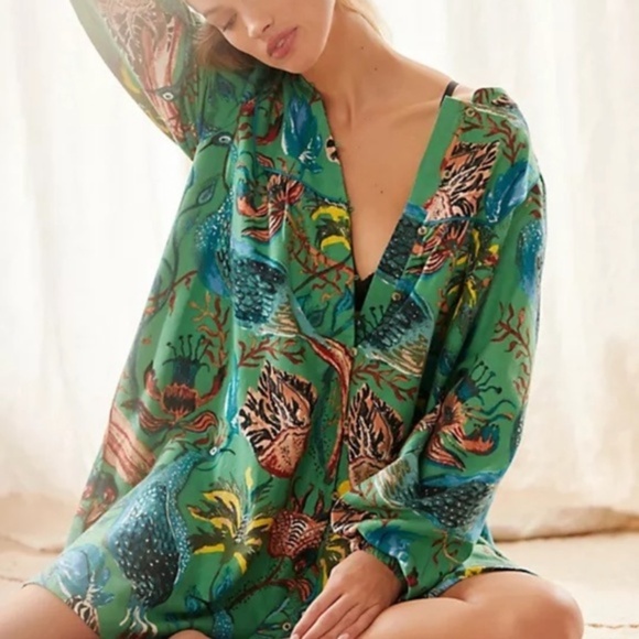 Anthropologie Raphael Balme  Flannel Sleep Dress - Picture 1 of 3